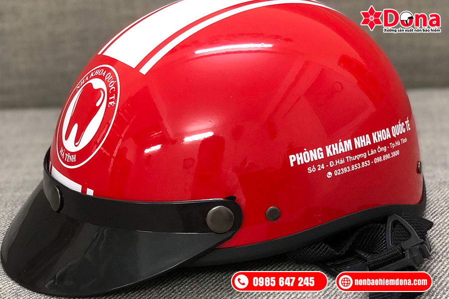Mũ bảo hiểm nửa đầu in logo nha khoa