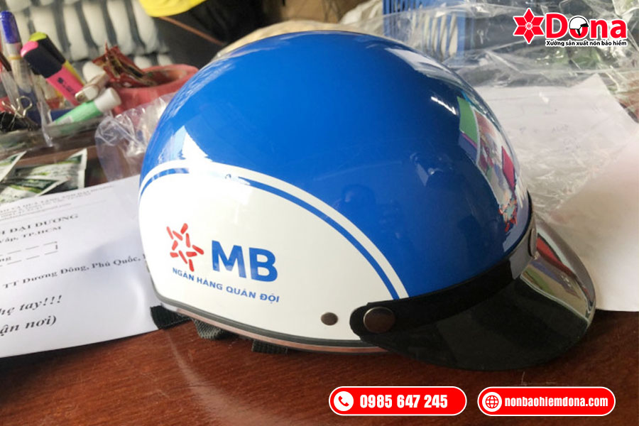 Nón bảo hiểm in logo ngân hàng quân đội