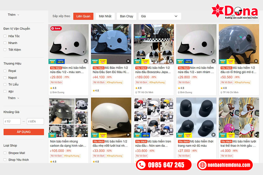 Mua nón bảo hiểm online như thế nào?