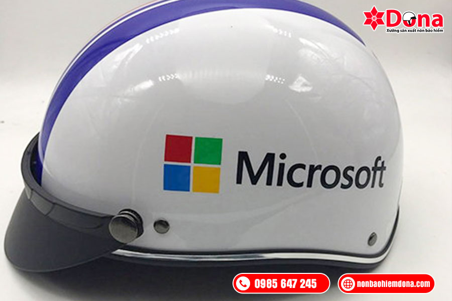 Mũ bảo hiểm in logo công ty công nghệ Microsoft