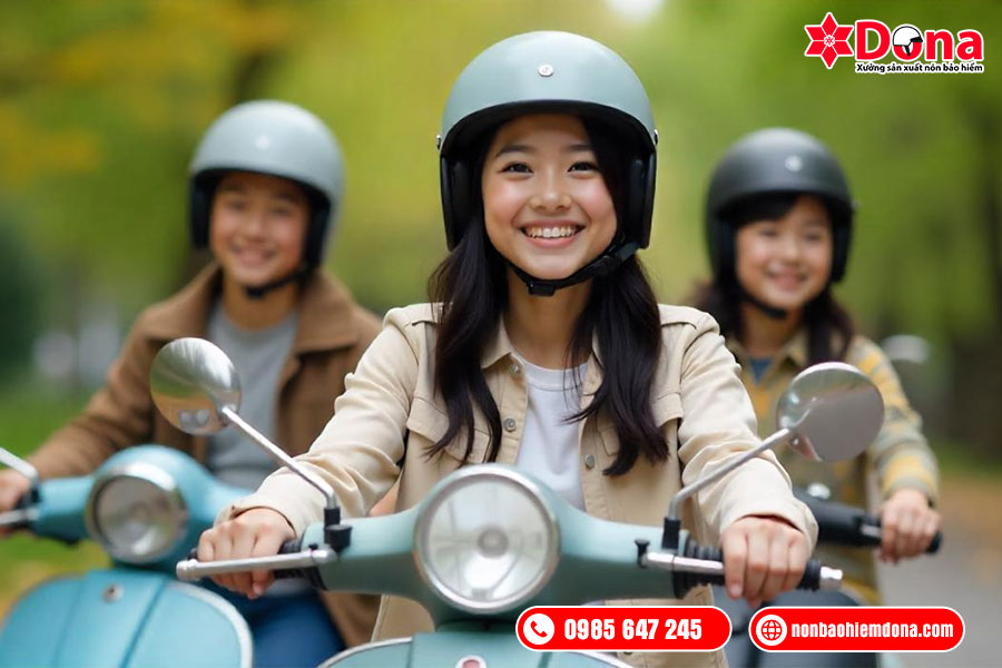 Đội mũ bảo hiểm xe máy khi tham gia giao thông