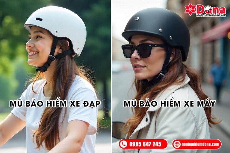 Mũ bảo hiểm xe máy và mũ bảo hiểm xe đạp